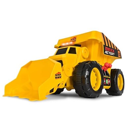  19'’ 2-N-1 Motorized Dig Rig – Excavator and Dump Truck Toy with Joystick 