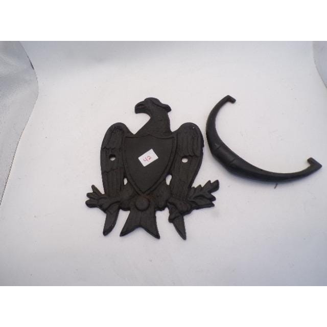 Vintage Cast Iron Eagle Door Knocker Black Federal Shield Patriotic 12379 7in