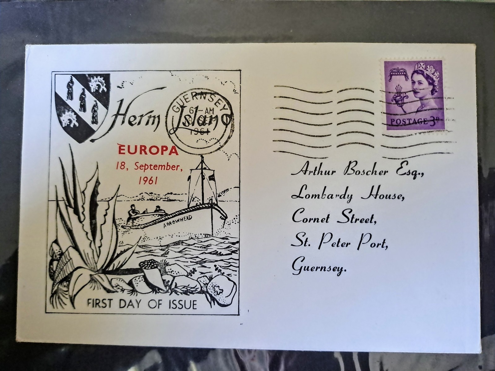GB Herm Island Europa Cover FDC Stamps 1961 Used Ex Con