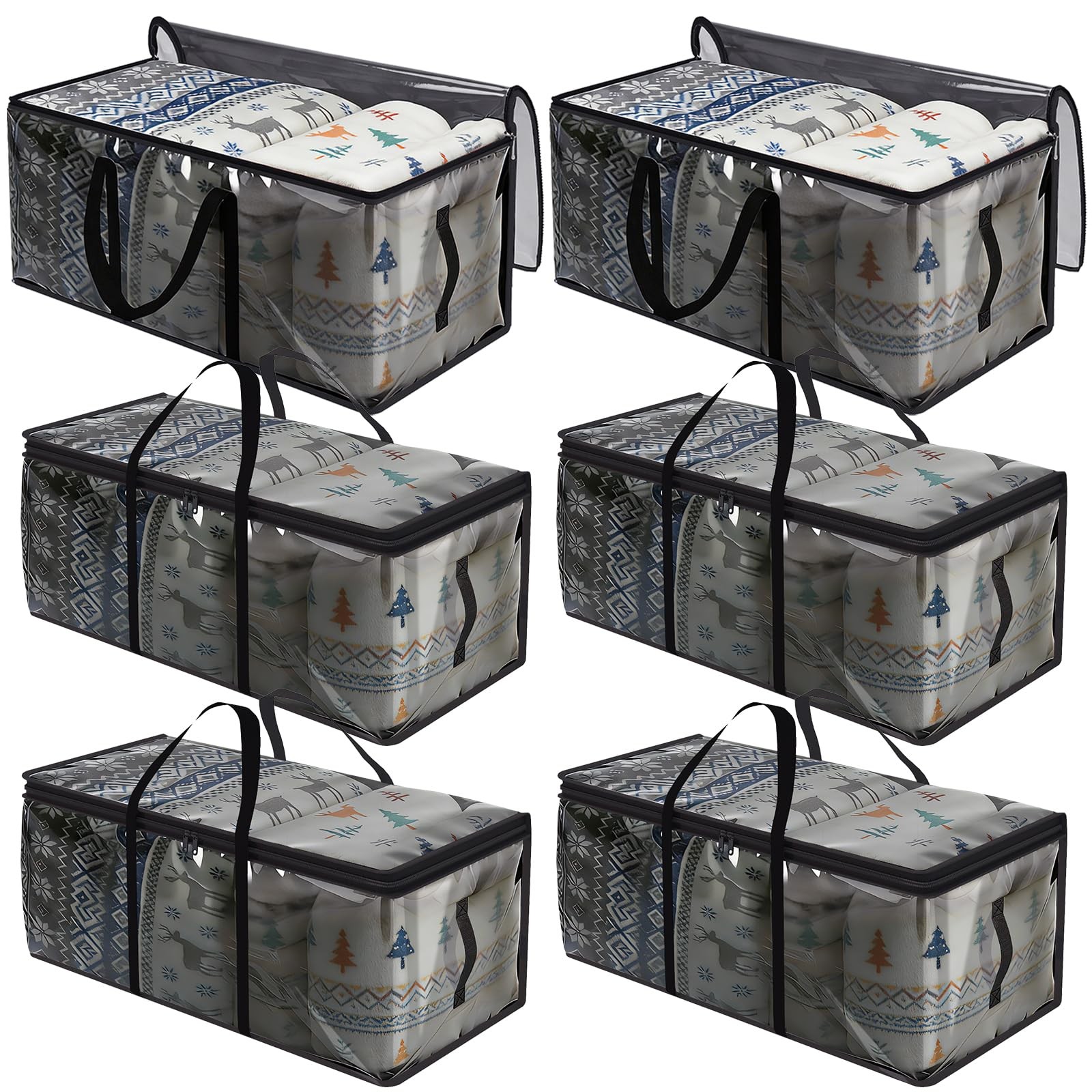 6 Pack Large Moving Bags with Strong Zipper & Comfortable Handles Heavy Duty ...