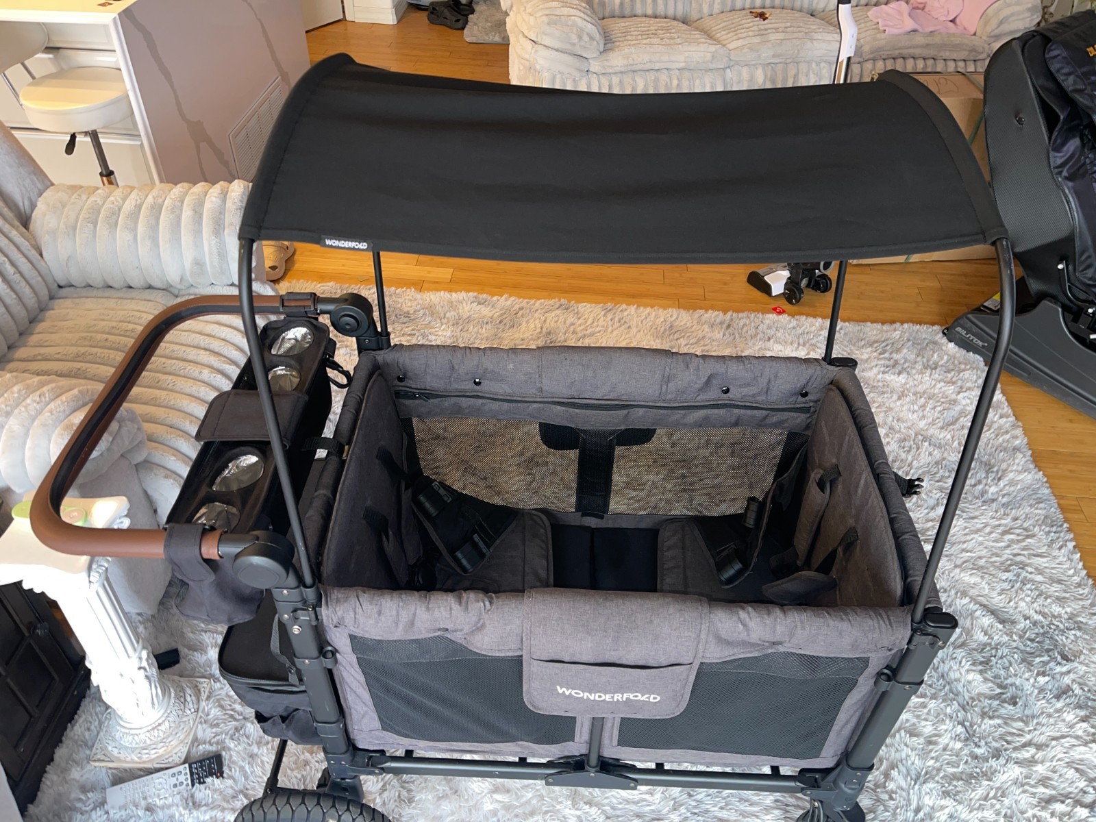 2023 Wonderfold Wagon W4 Luxe Stroller Wagon (2 Seater) GRAY BLACK W/ EXTRAS