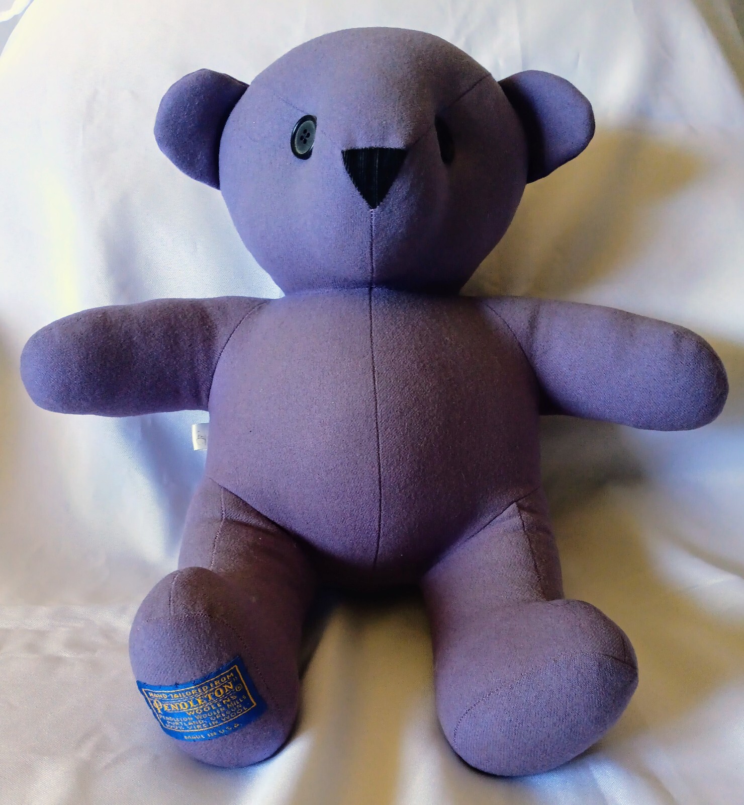 Rare Vintage 1980's Pendleton Woolens Large 12 Inch Purple Teddy Bear
