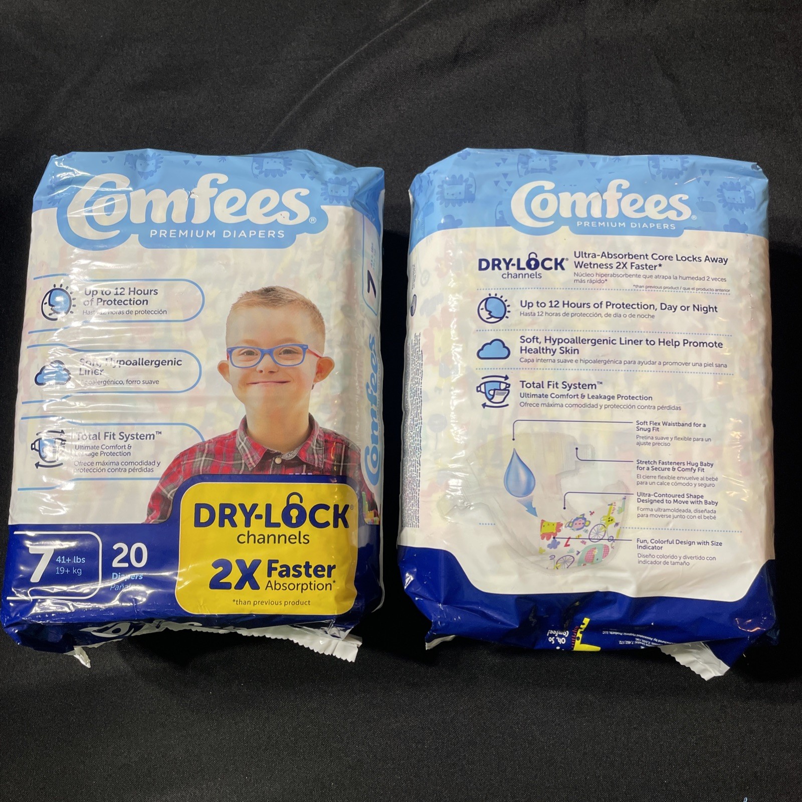 Comfees Baby Baby Diaper Size 7 Over 41 lbs. CMF-7 20 Ct Lot of 2