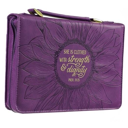  Women's Fashion Bible Cover Strength and Dignity Proverbs 31:25, Large