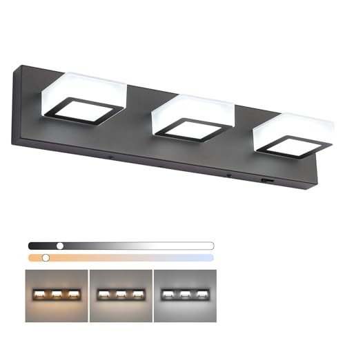  5 Color Temperature Modern LED Black Bathroom Vanity 20 inch Black-5 CCT