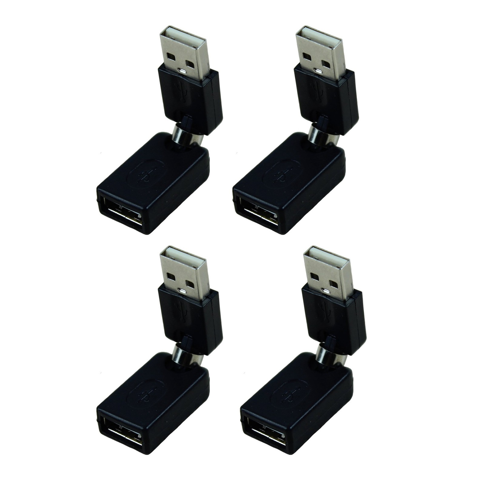 4X Black USB 2.0 Male to USB Female 360 Degree Rotation Angle Extension9121