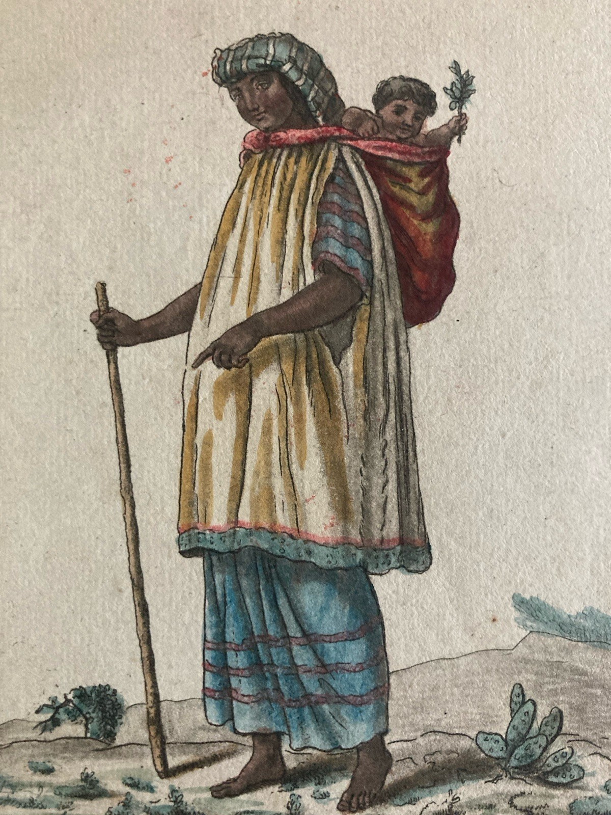 Portrait Engraving XVIII Jacques Grasset 1780 Woman Slave From Mexico America