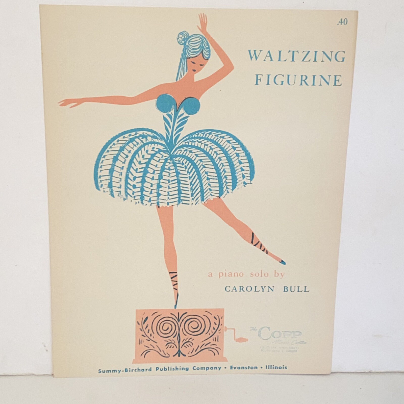Vintage 1958 Waltzing Figurine Piano Solo Sheet Music by Carolyn Bull
