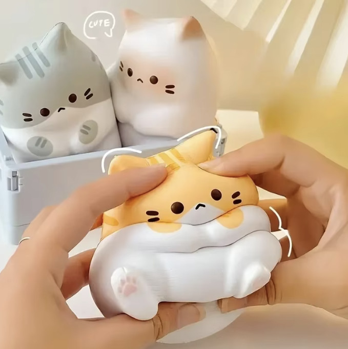 1Pc Adorable Cartoon Cat Squeeze Toys for Kids Adult Soft Pinch PU Slow Rebound