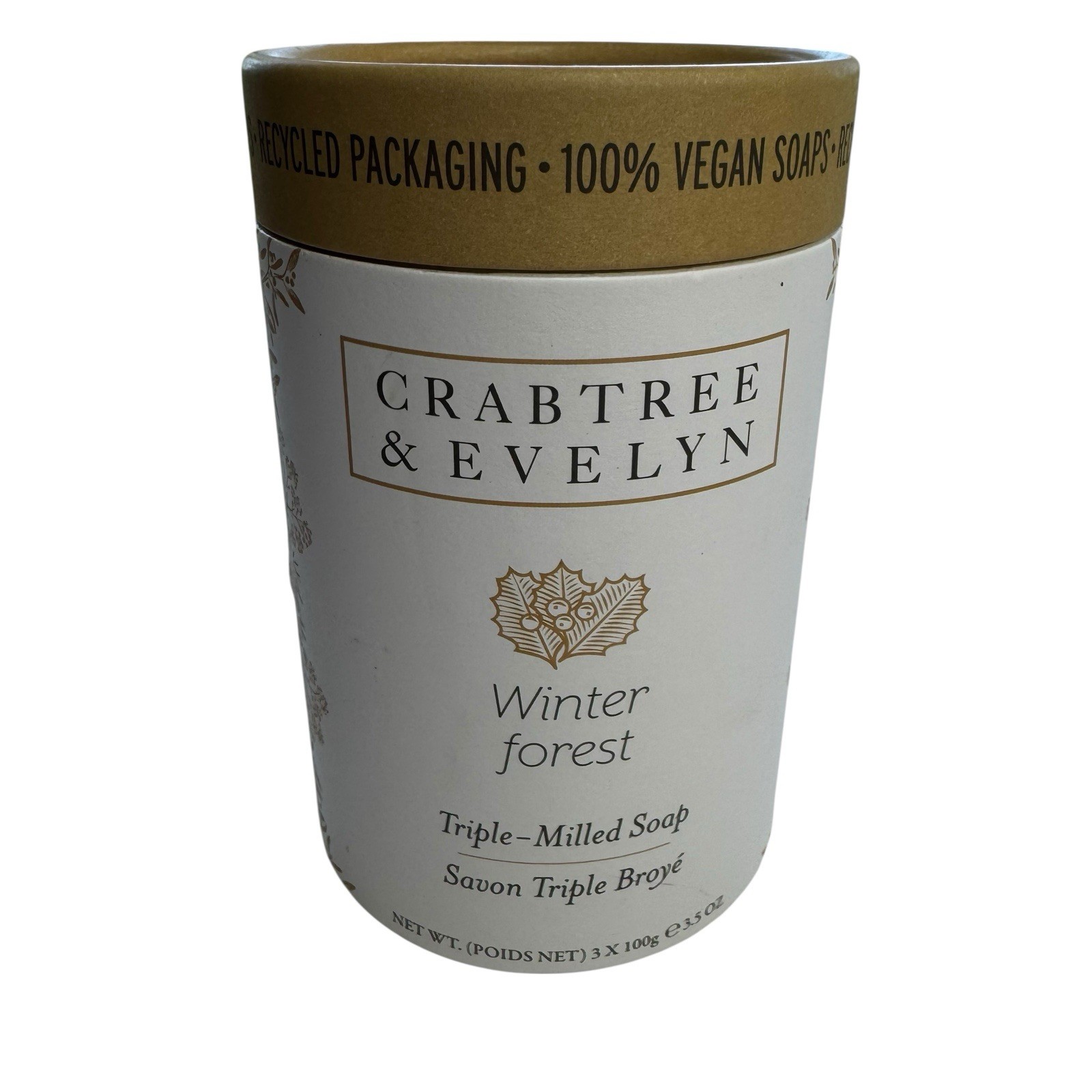 Crabtree & Evelyn WINTER FOREST 3 Soap Round Set 3.5 oz NIB