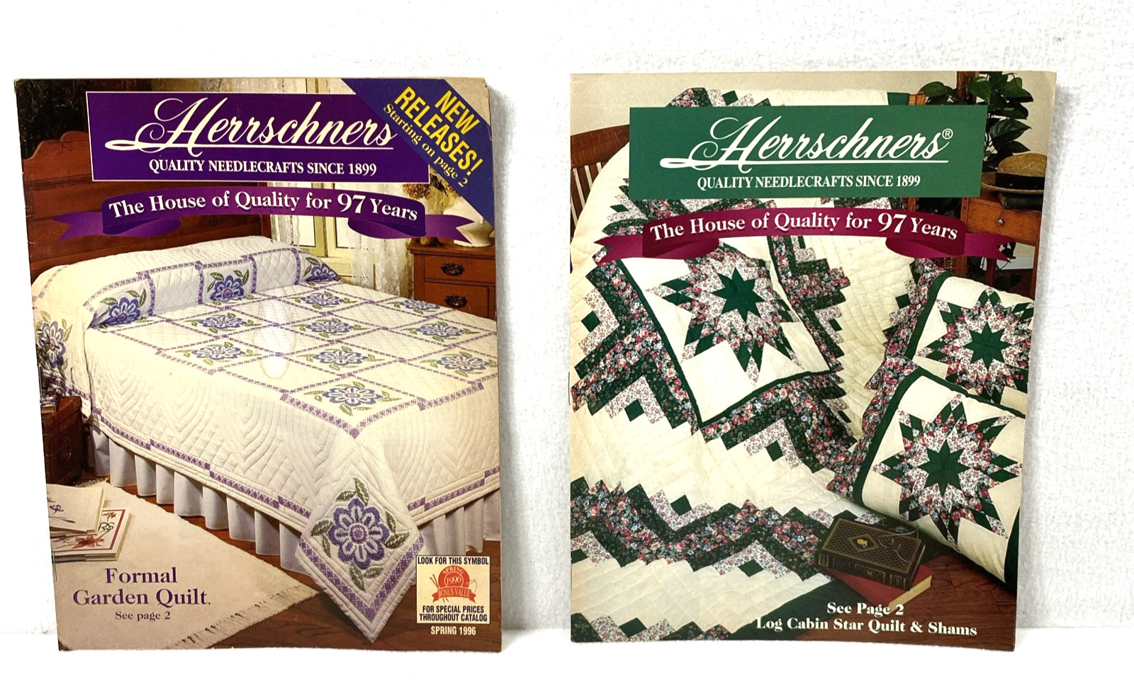 Spring & Summer 1996 Herrschner's Needlecraft Hobby Craft Paper Catalog Lot of 2