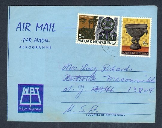 PAPUA & NEW GUINEA 1970 AIR LETTER TO USA