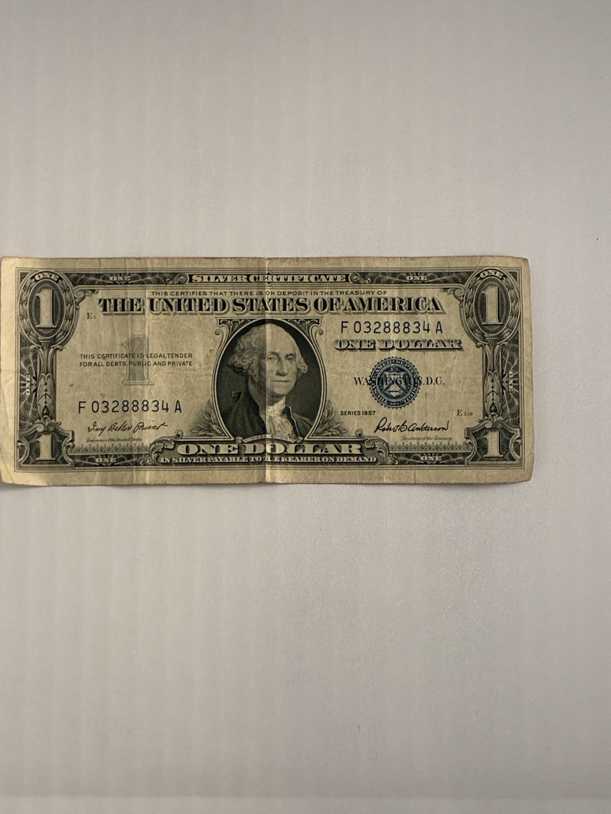 1957 Silver Certificate $1 bill.