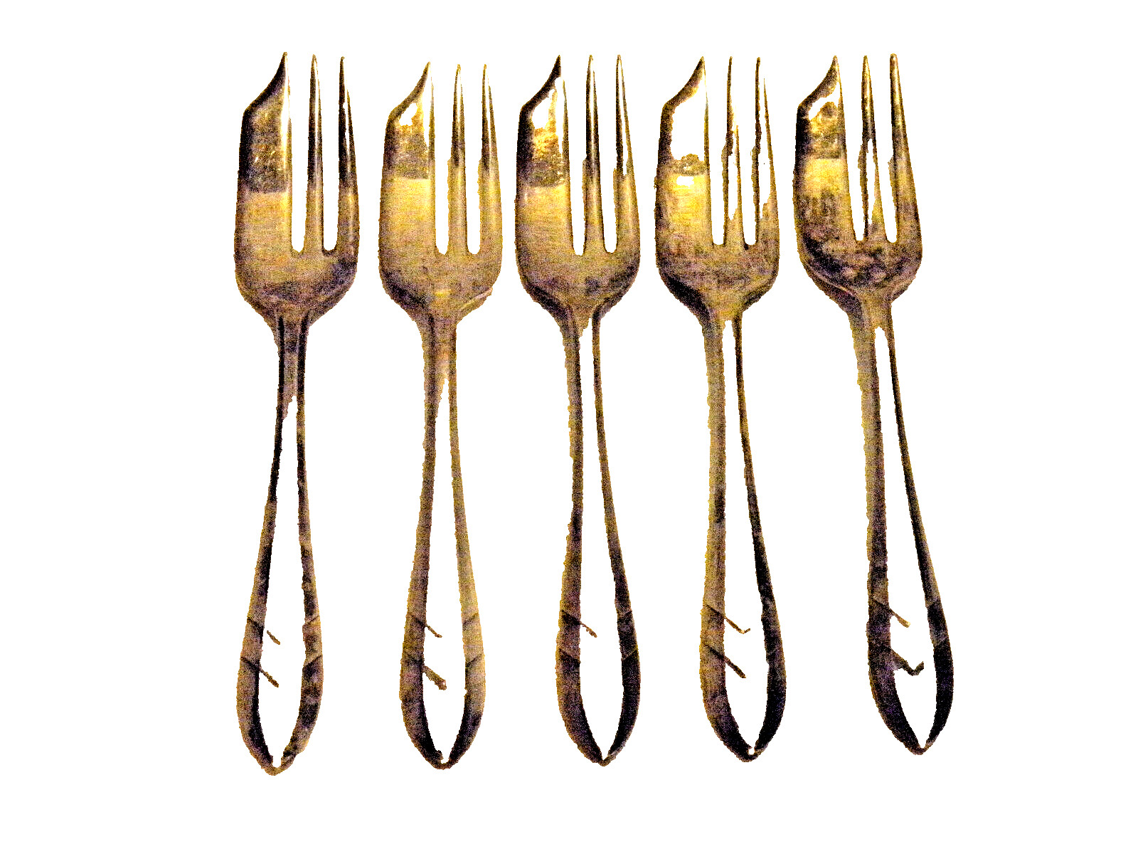 5 Vintage Sheffield England Dessert Forks Loxley Chevron Pattern EPNS MS Ltd