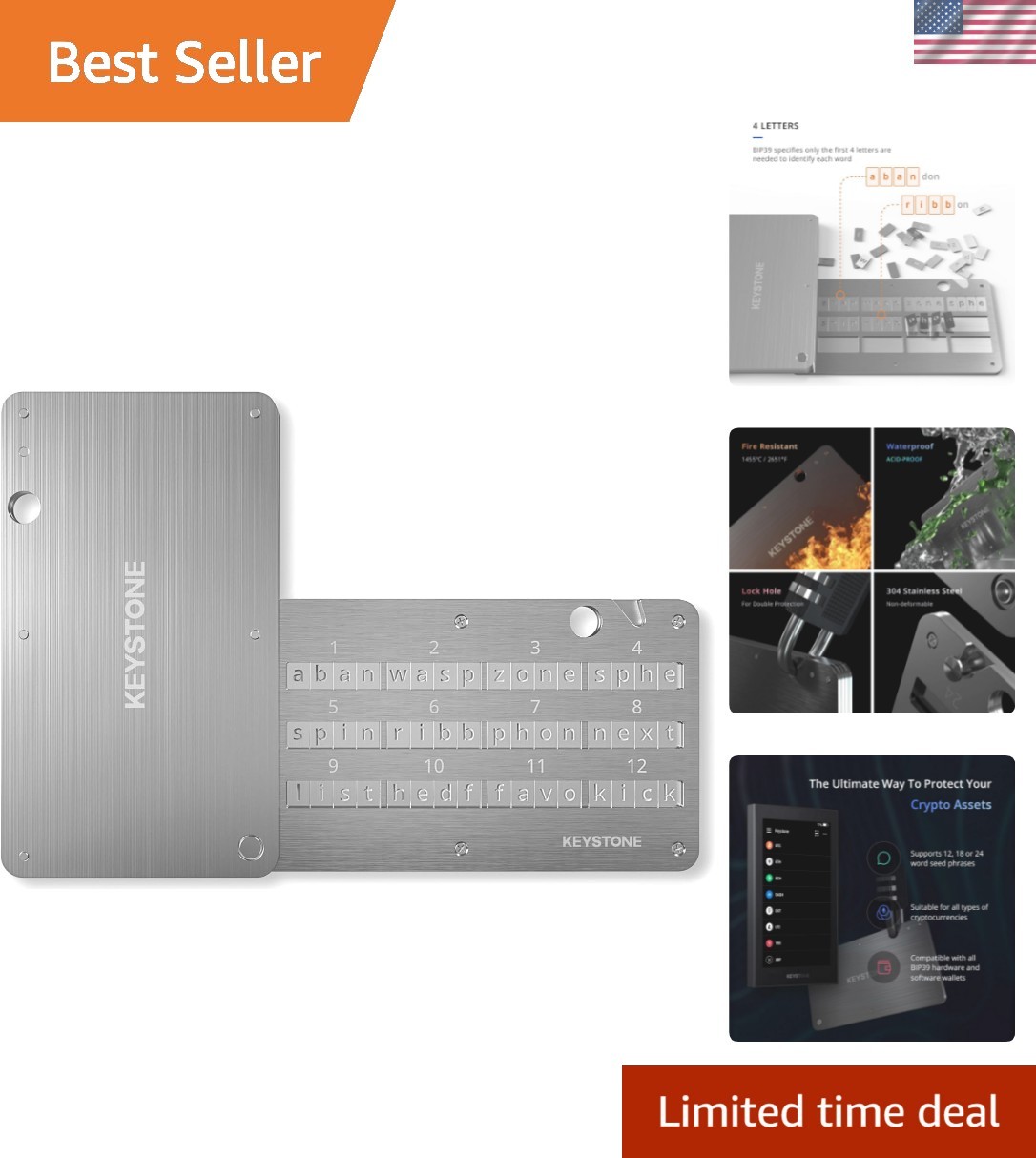 Sleek 24-Word Crypto Seed Storage Tablet - Laser Engraved, Portable Solution