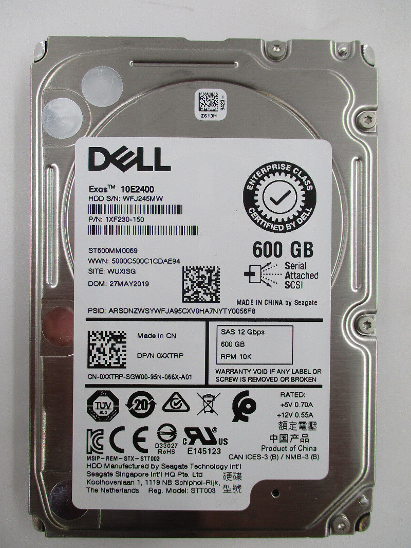 XXTRP 0XXTRP Dell 600GB 10000RPM 12Gbps SFF 2.5" SAS ST600MM0069 HDD HARD DRIVE