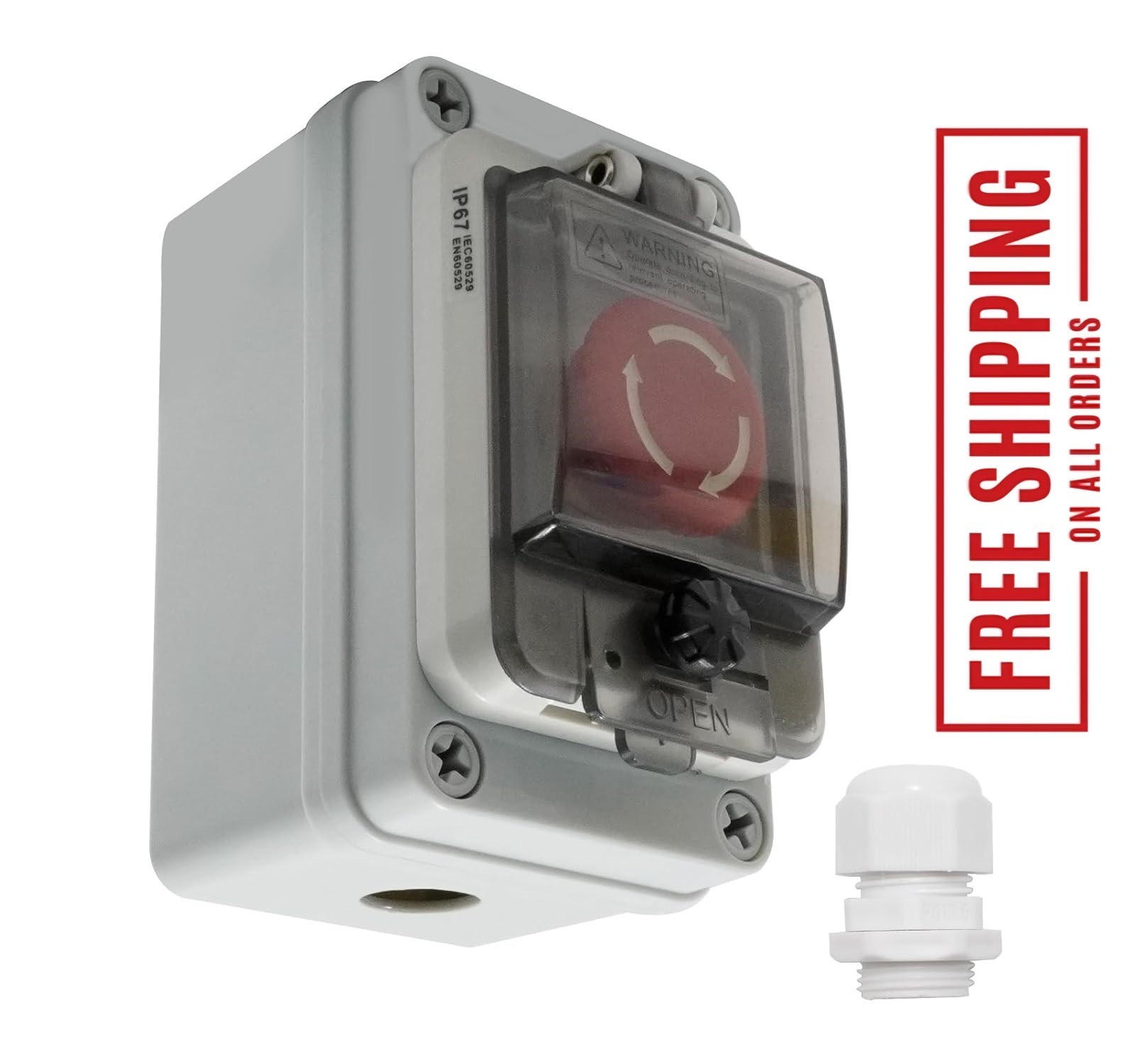 IP67 660V 10A Emergency Stop Button with Box, Emergency Shut off Switch E-Stop P