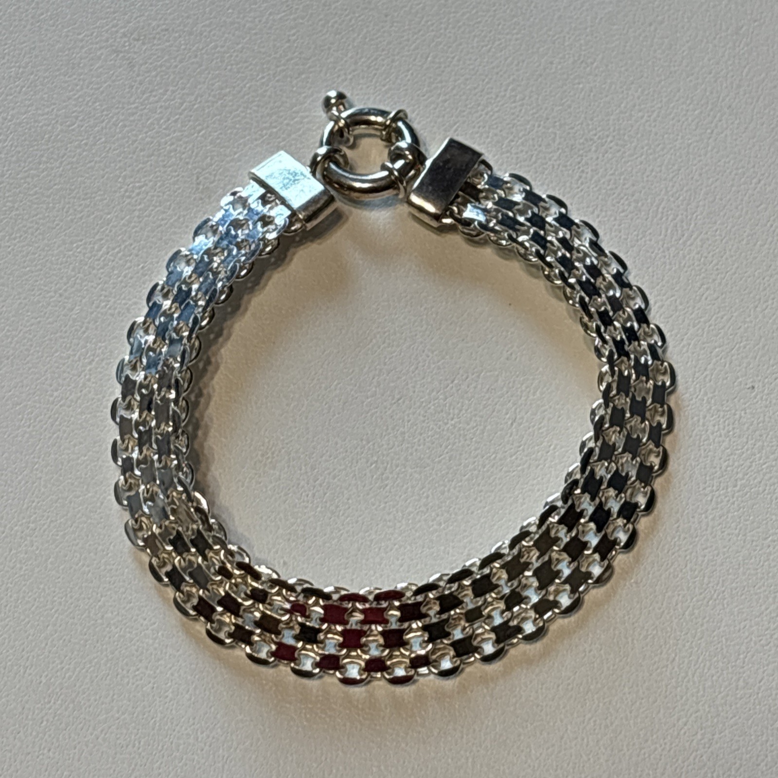 925 Sterling Silver Panther Link Bracelet 7.75”