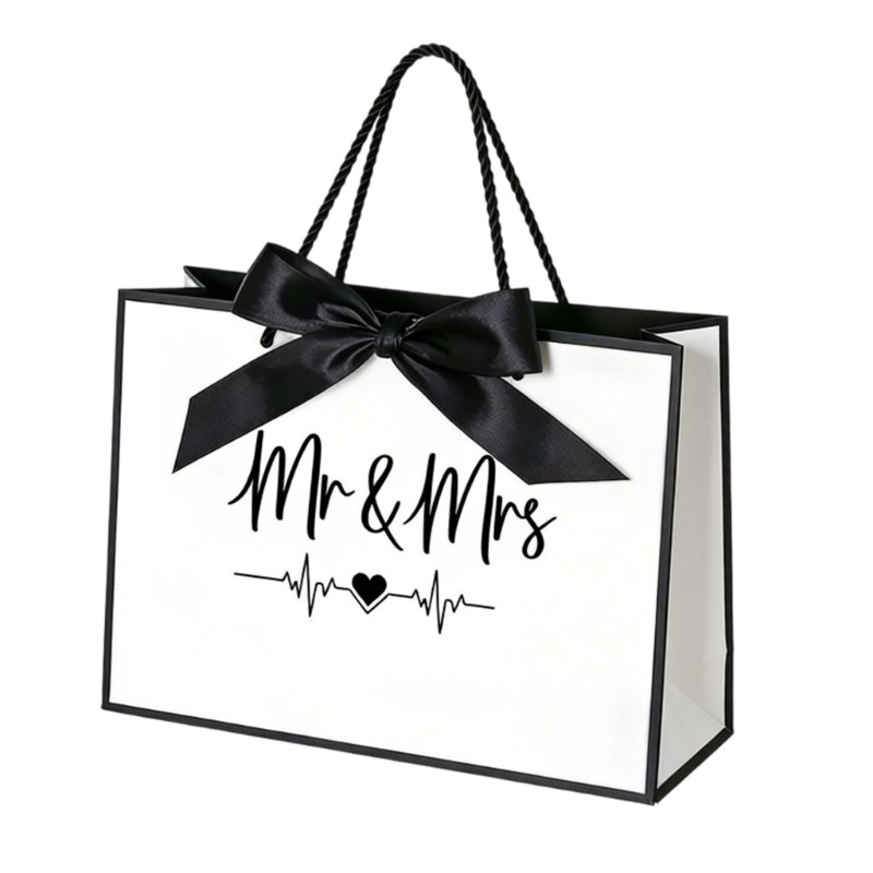 Large Capacity Wedding Gift Bag White Cardstock Bag For Special Event