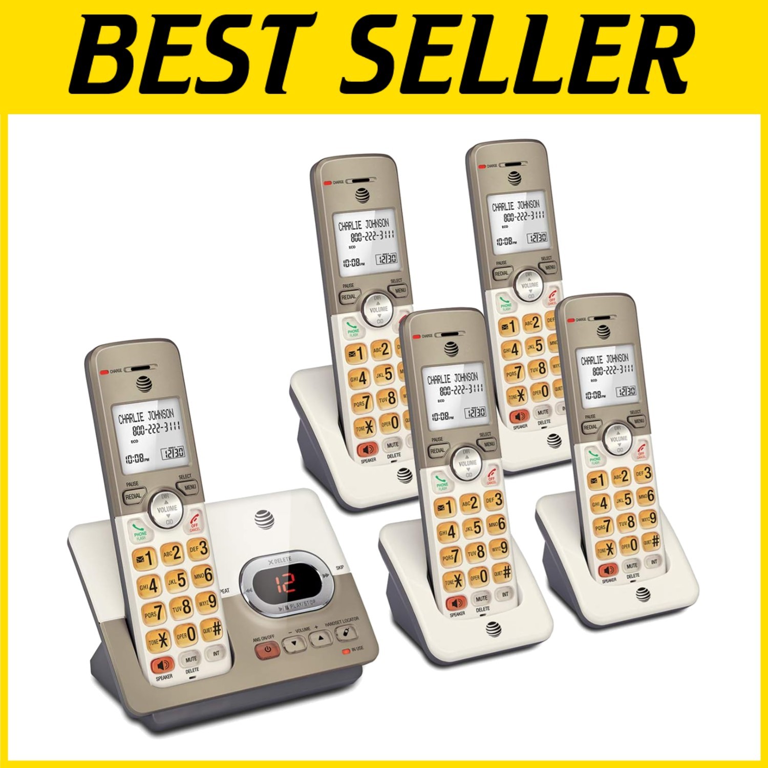 Cordless Phone with Answering System, 5 Handsets