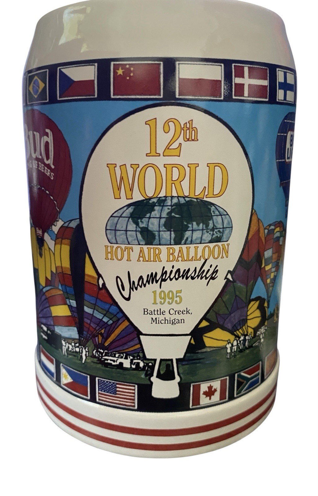 Budweiser Anheuser Busch Michigan World Hot Air Balloon Championship Stein 1995