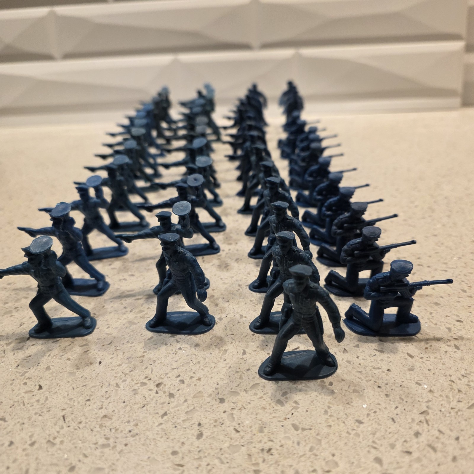 Vtg 52 Pcs  Blue Plastic Police Men Cops Officers 2" Action Figures Toy Soldiers