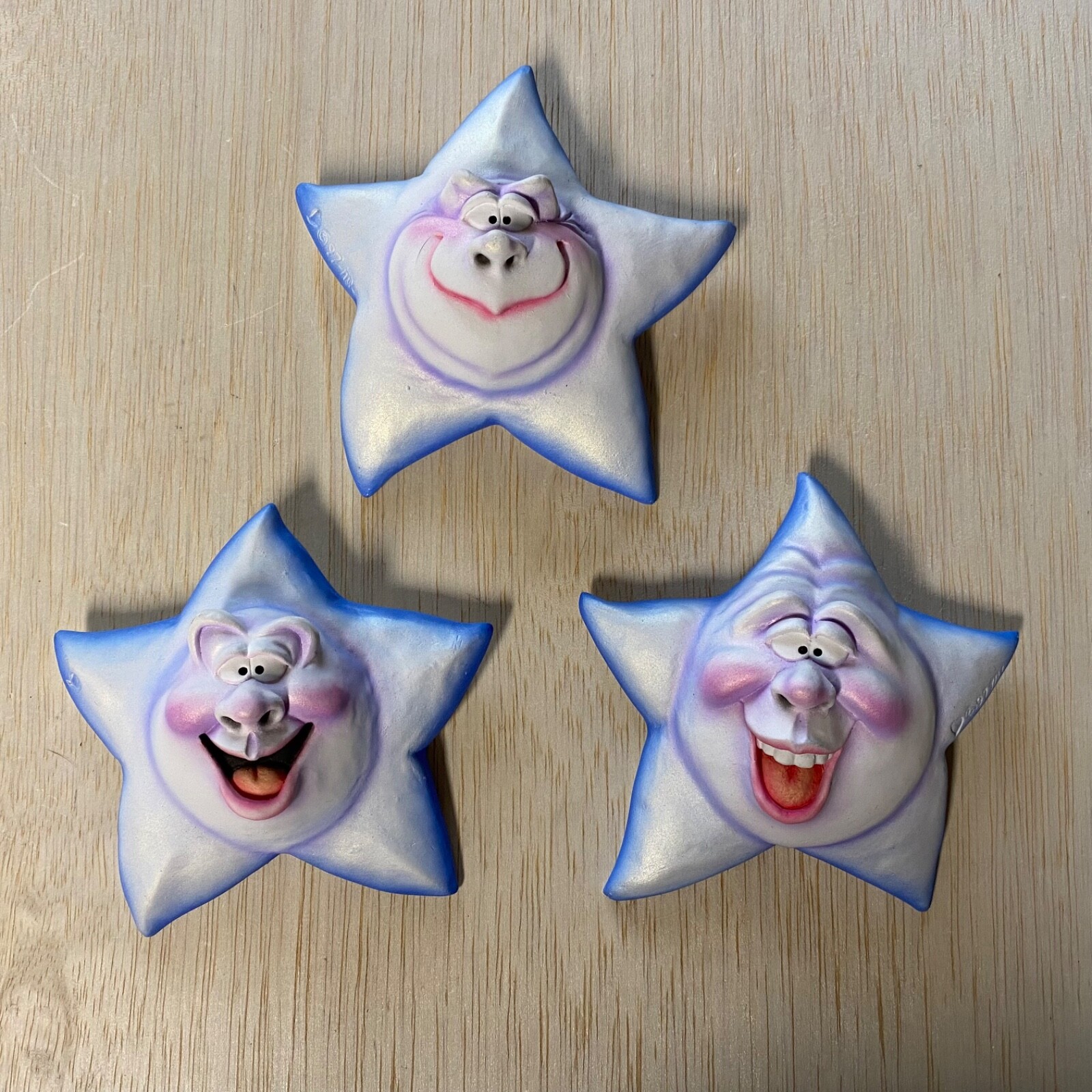 Vintage Anthropomorphic Stars Art Piece 1997 Michelle Plaster Of Paris Wall Art