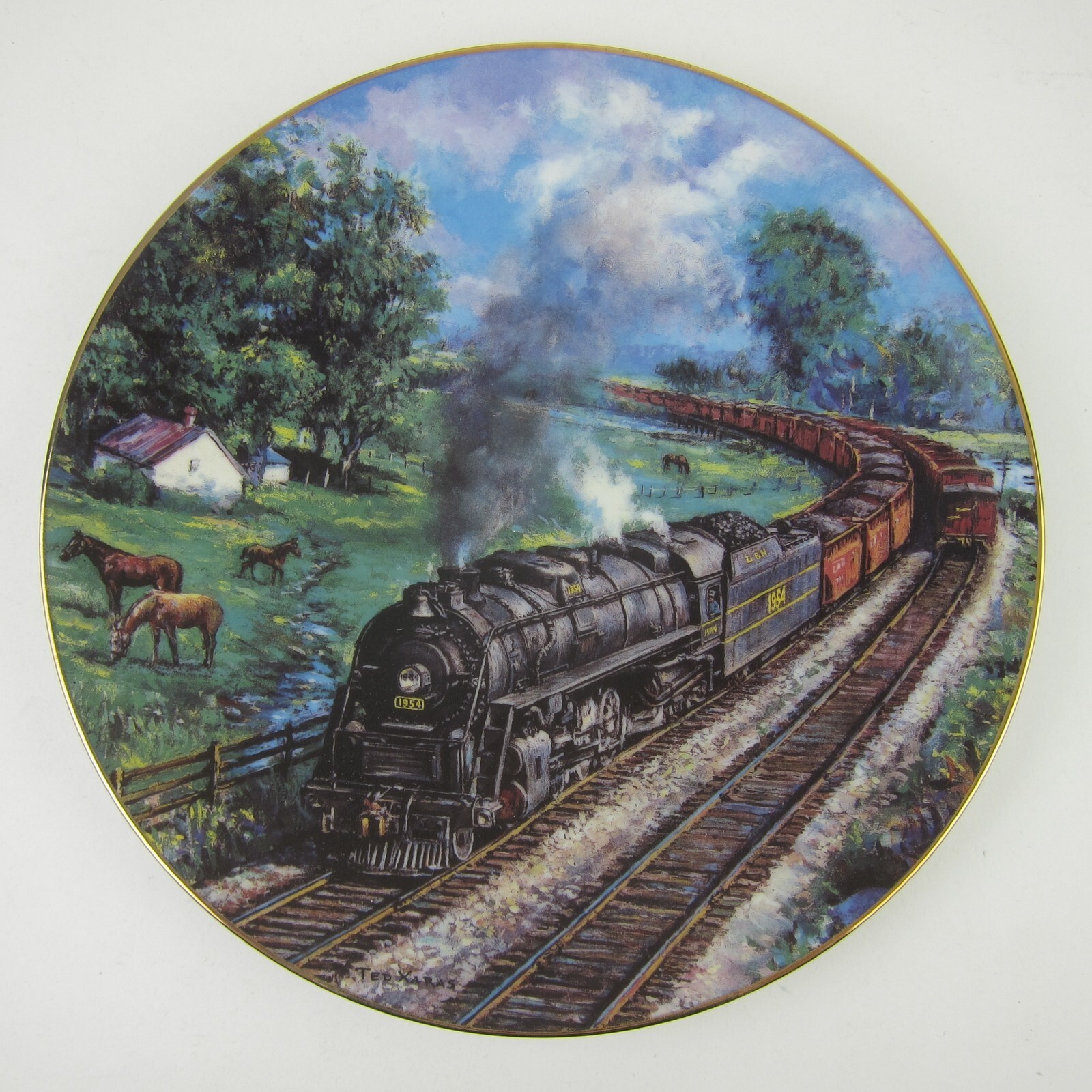 Collectible Plate Train Locomotive Kentucky's Red River Valley Ted Xaras Vintage