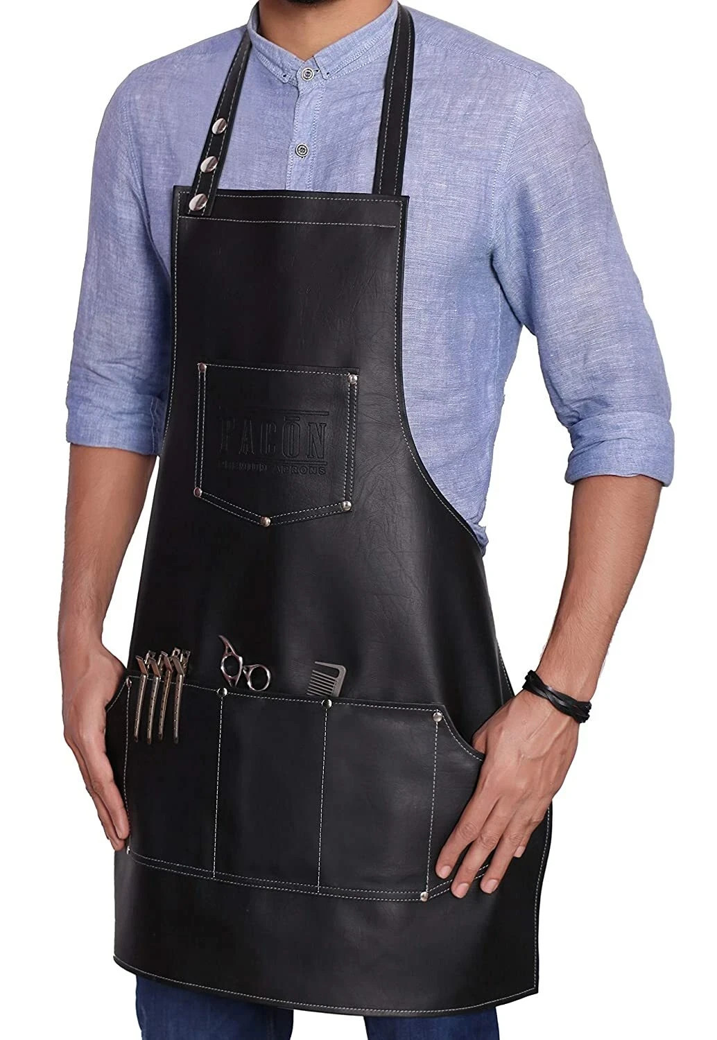 Professional Artificial Leather Apron Women/Men Barber Waterproof Multiuse black