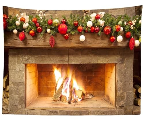  Christmas Fireplace Tapestry Wall Hanging Christmas Tapestry Backdrop with 