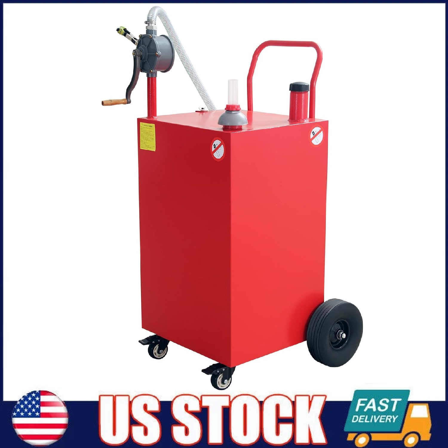 50 Gallon Gas Caddy with Pump & Wheels, Fuel Diesel Oil Transfer Tank Portable