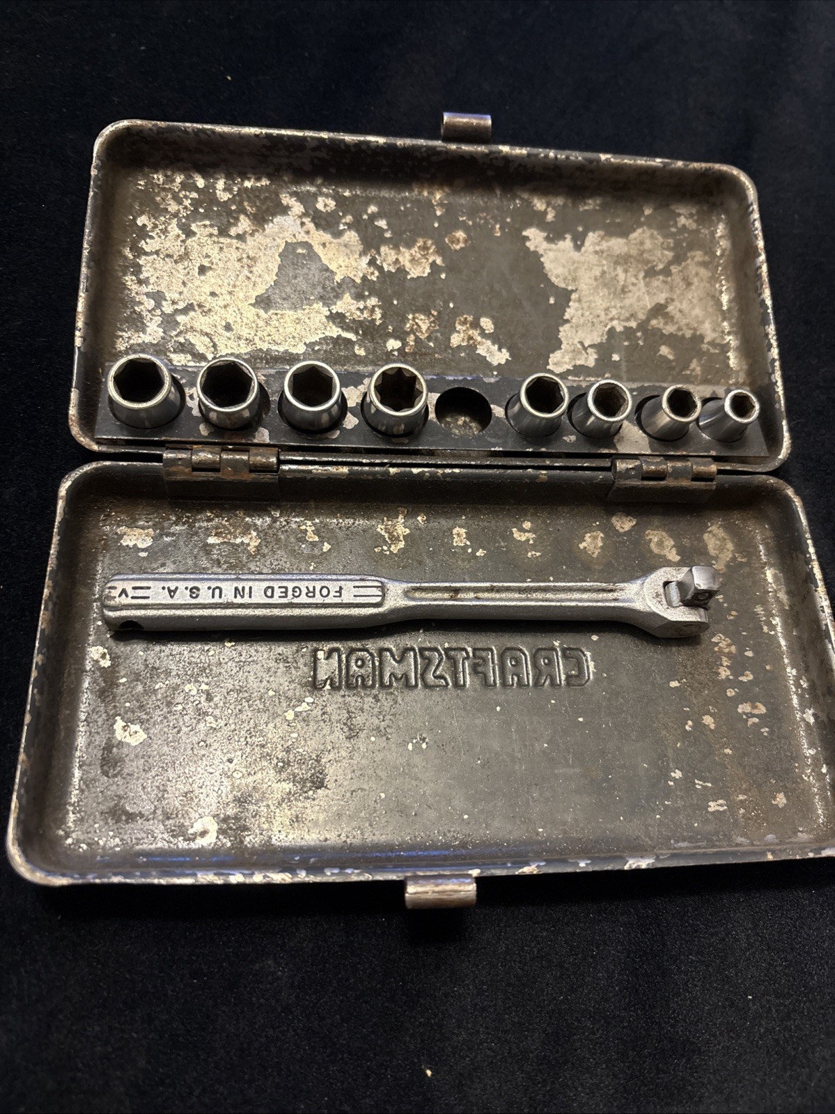 VINTAGE CRAFTSMAN USA SERIES 1/4" DRIVE SOCKET SET & METAL BOX