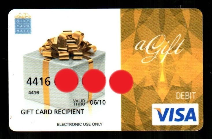 GIFT CARD MALL Gold Ribbon Bow ( 2007 ) Gift / Debit Card ( $0 - NO VALUE )