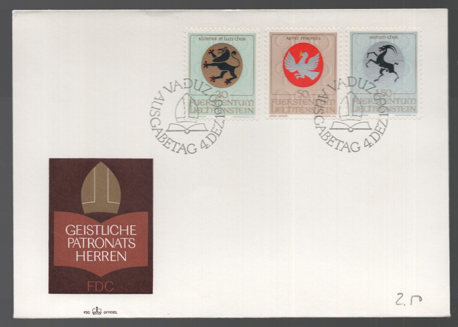 1969 Liechtenstein Coat of Arms FDC. Vaduz First Day Cover
