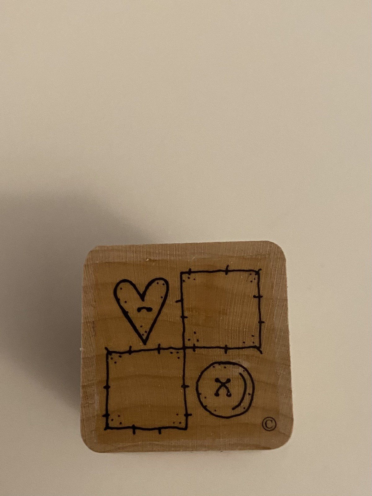 New DOTS Squares And Heart Patchwork Wood Mounted Rubber Stamp RS31