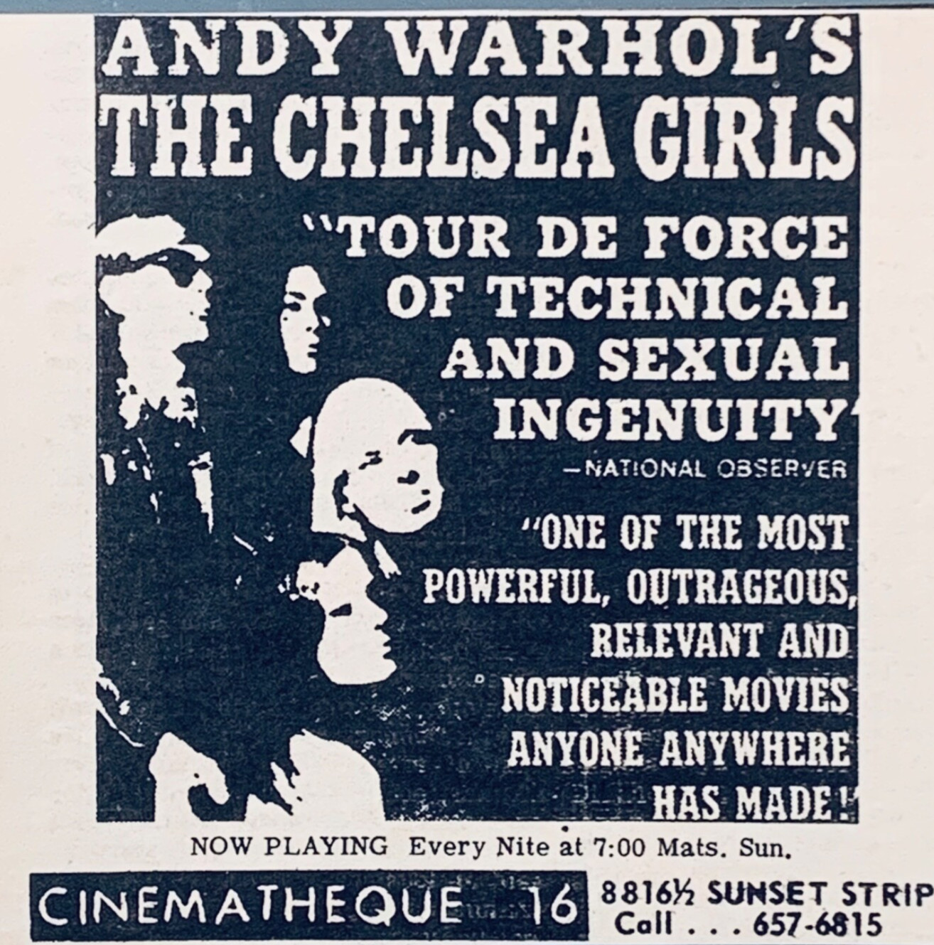 ANDY WARHOL CHELSEA GIRLS original 1967 PRINT ADVERT NICO Velvet Underground