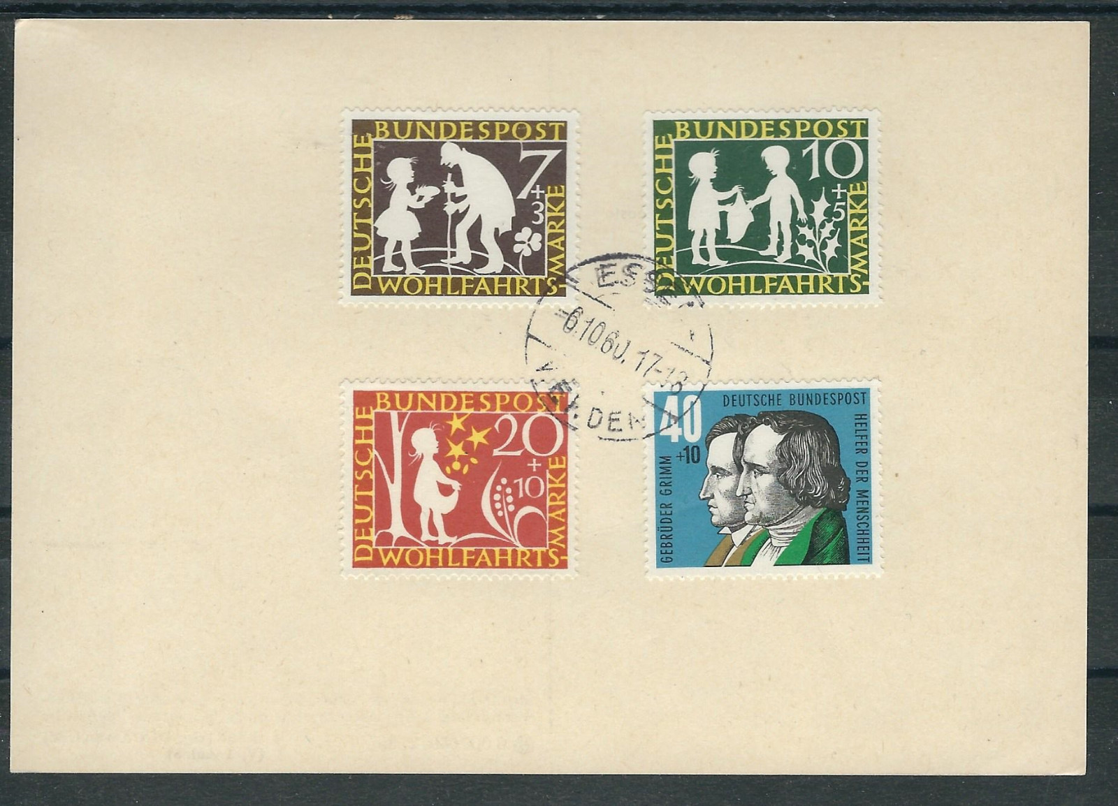 Bundle Mi.Nr. 322-325 stamped on blank card