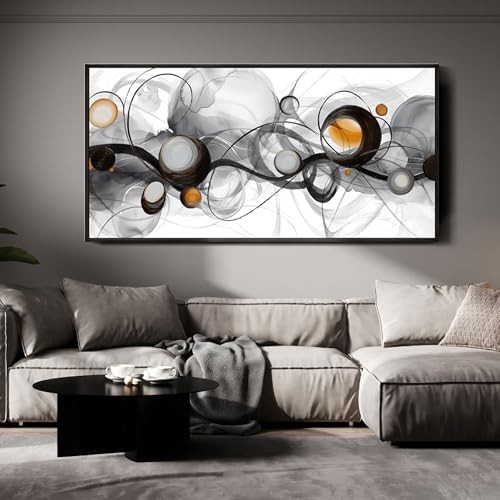  Large Size Frame Wall Art for Living Room - 30x60 inches Black and grey