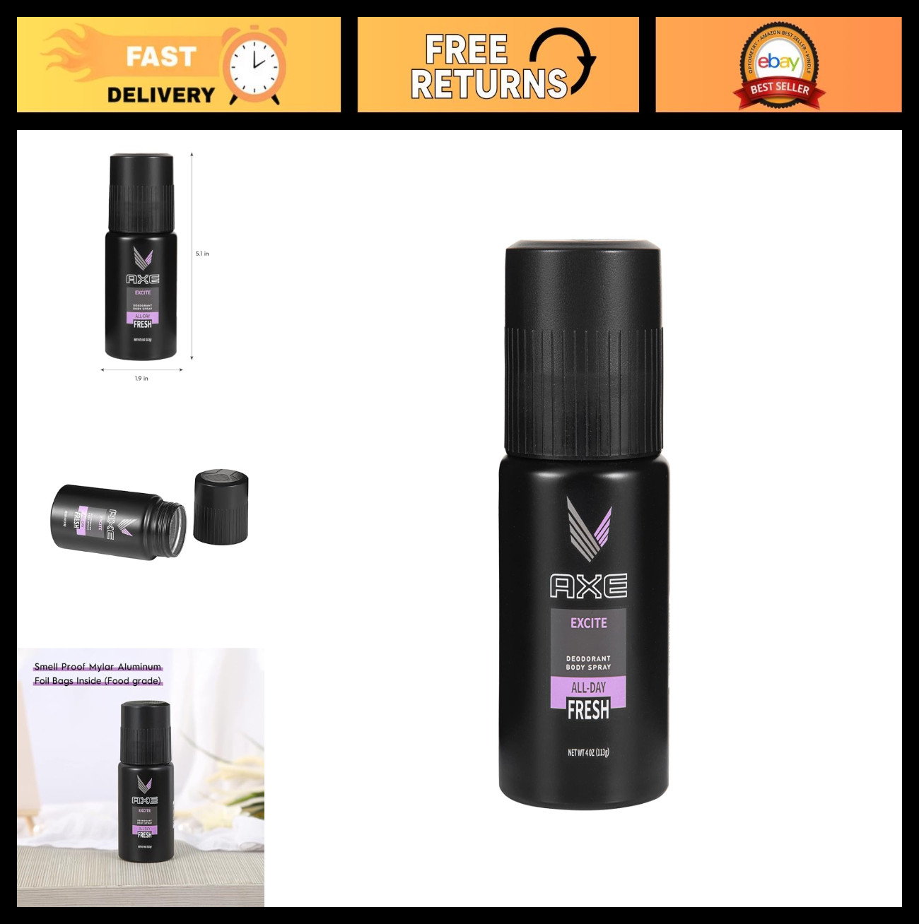 "Smell Proof Stash Can with Hidden Compartment & Food Grade Bag for Keys, Cash"