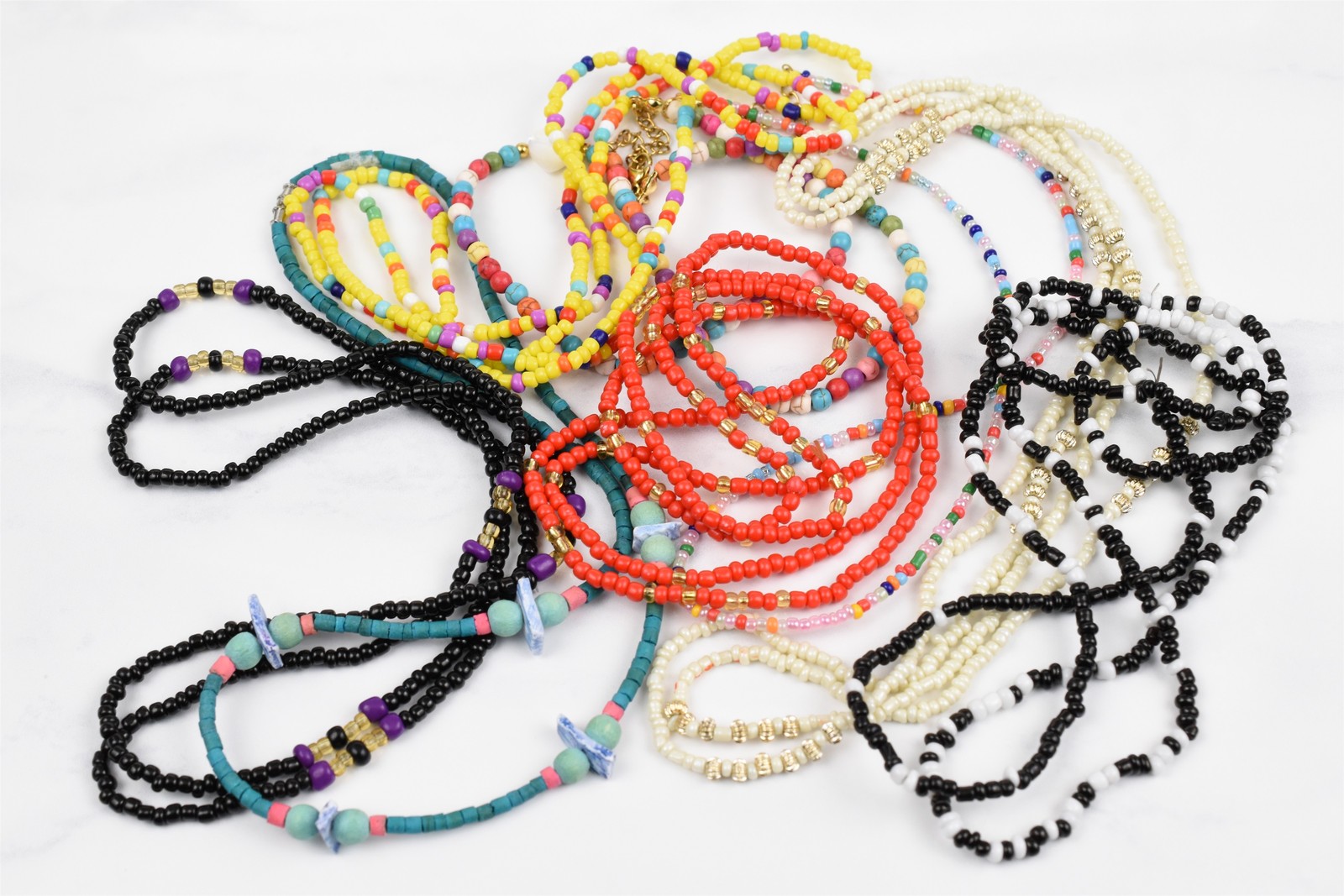 Handmade Studio 8pc Mixed Bead Necklaces Lot Plastic Shell Coral 16-35 in