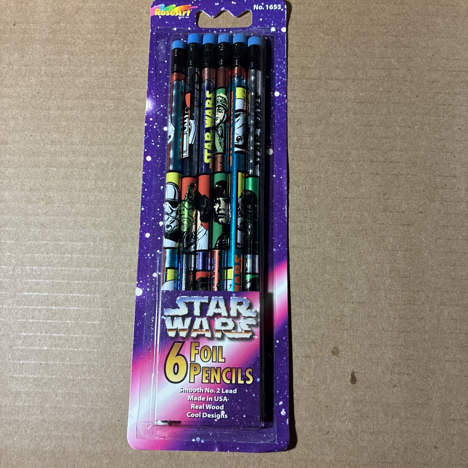 1 Pack Star Wars Foil Pencils - Original Movie Characters New In Packaging