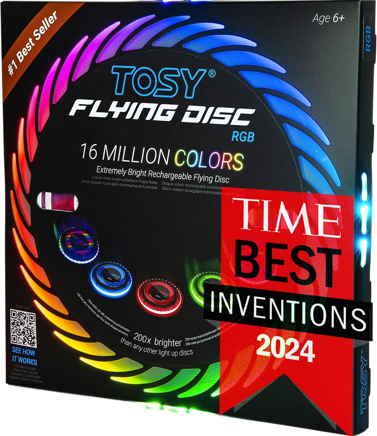 Flying Disc - 108 RGB Multicolor or 36 Monocolor LEDs, Super Bright, Smart Modes