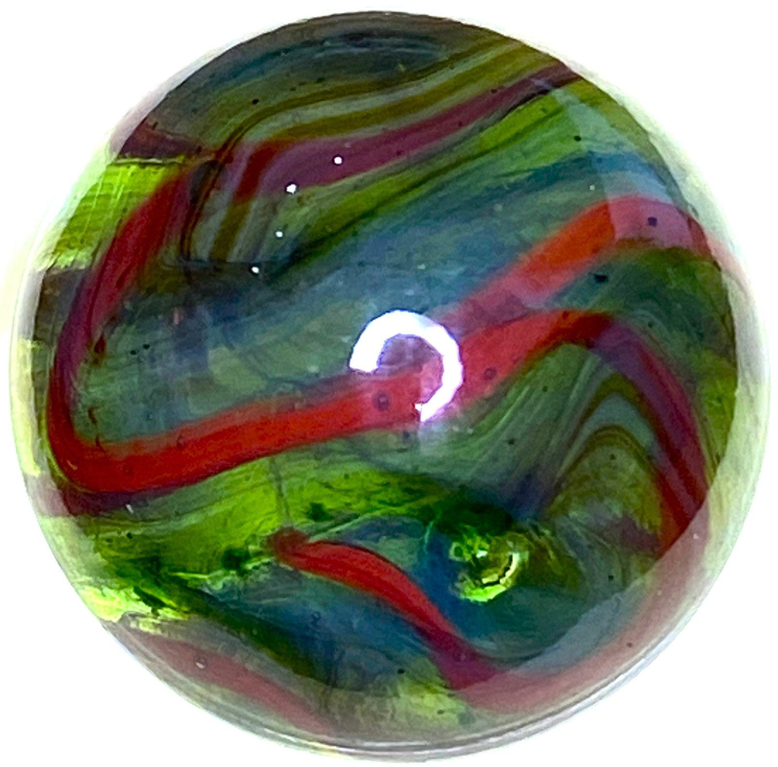 DAS/JABO TRANSPARENT AVENTURINE OXBLOOD SWIRLED SHOOTER .73" BOX03/382