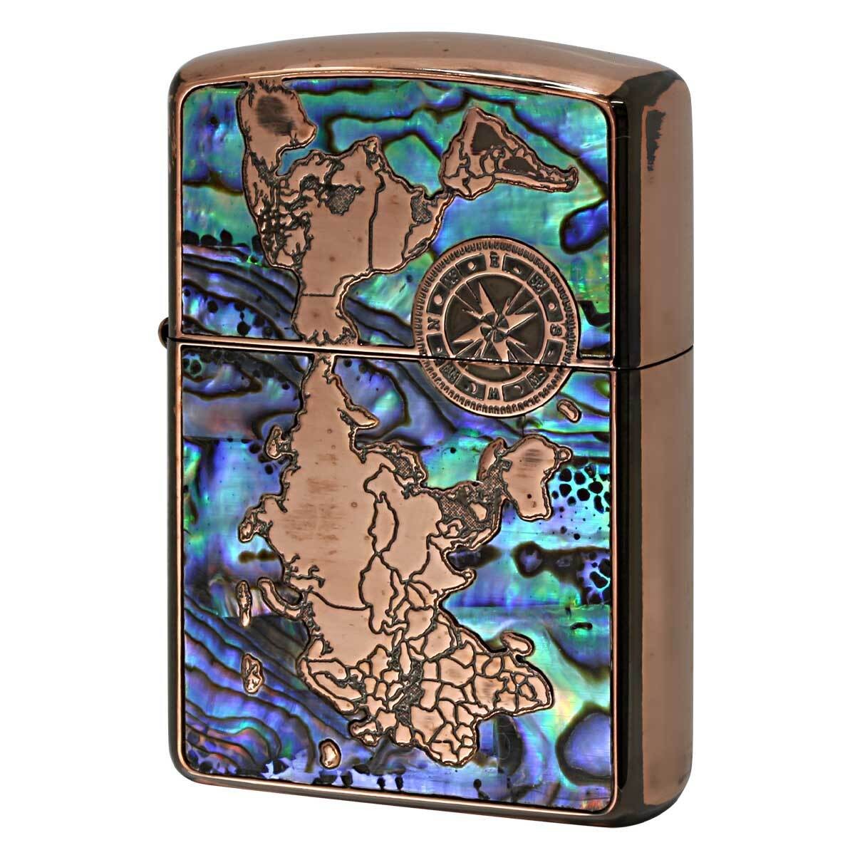 Zippo Lighter World Map Copper Armor Shell No Monogram Used