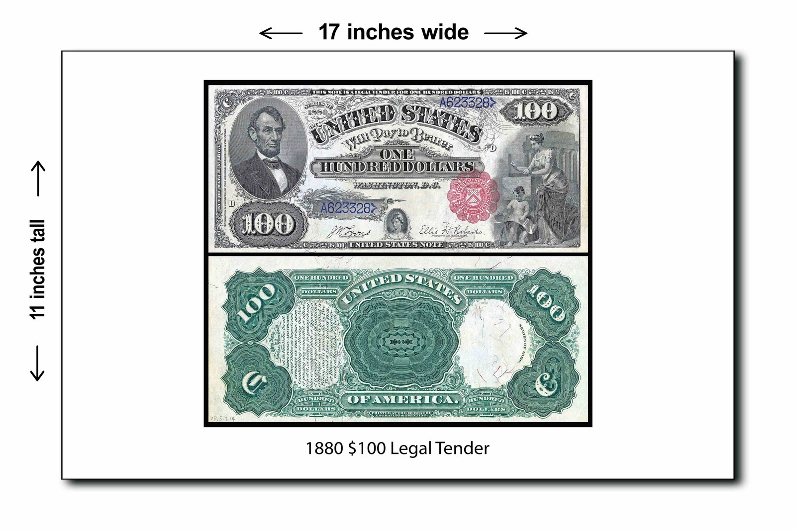 1880 $100 Legal Tender - 11x17 Poster