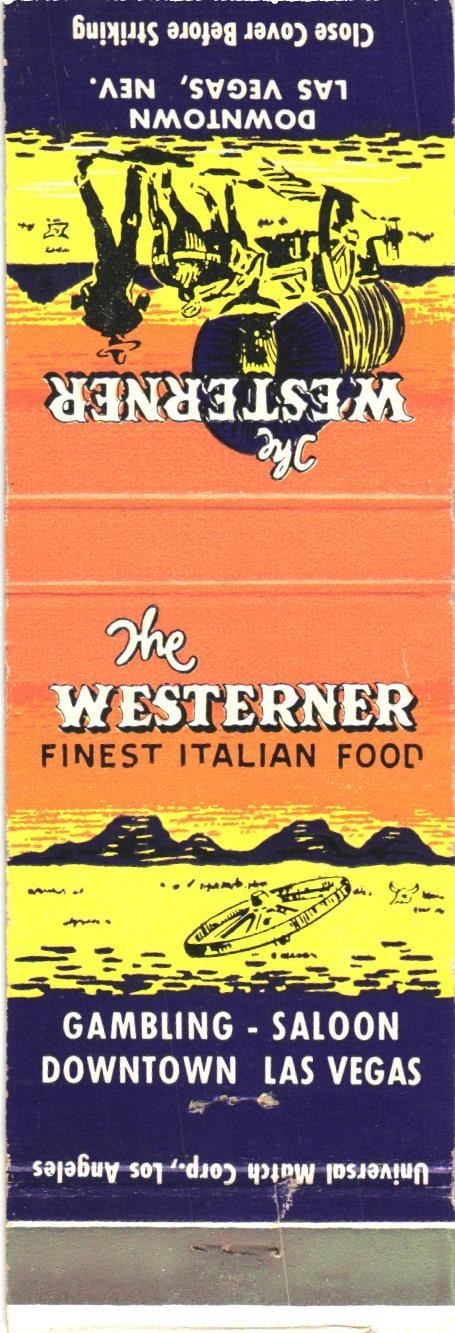 Las Vegas Nevada The Westerner Gambling Casino Hotel Vintage Matchbook Cover