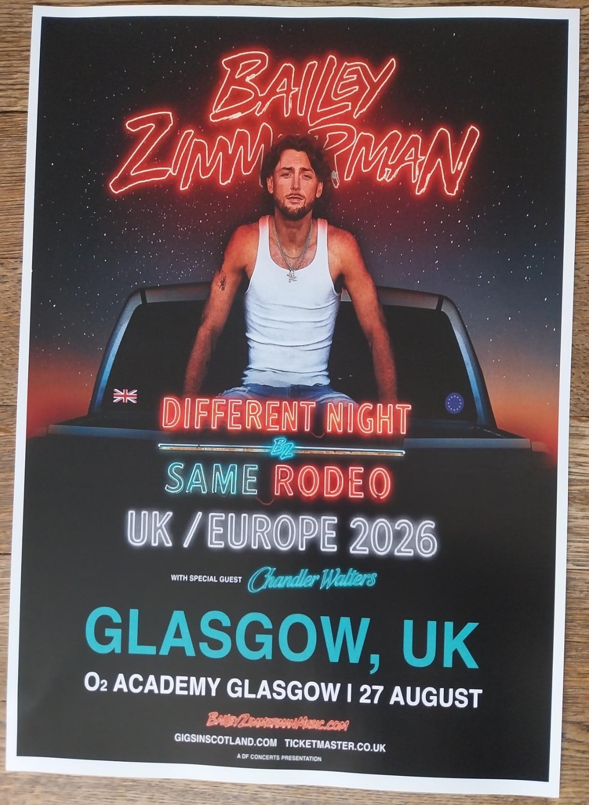 Bailey Zimmerman - live band music show 2026 promotional tour concert gig poster