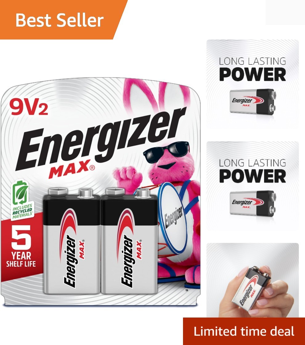 MAX 9V Alkaline Batteries 2-Pack - Reliable Power for Your Everyday Devices