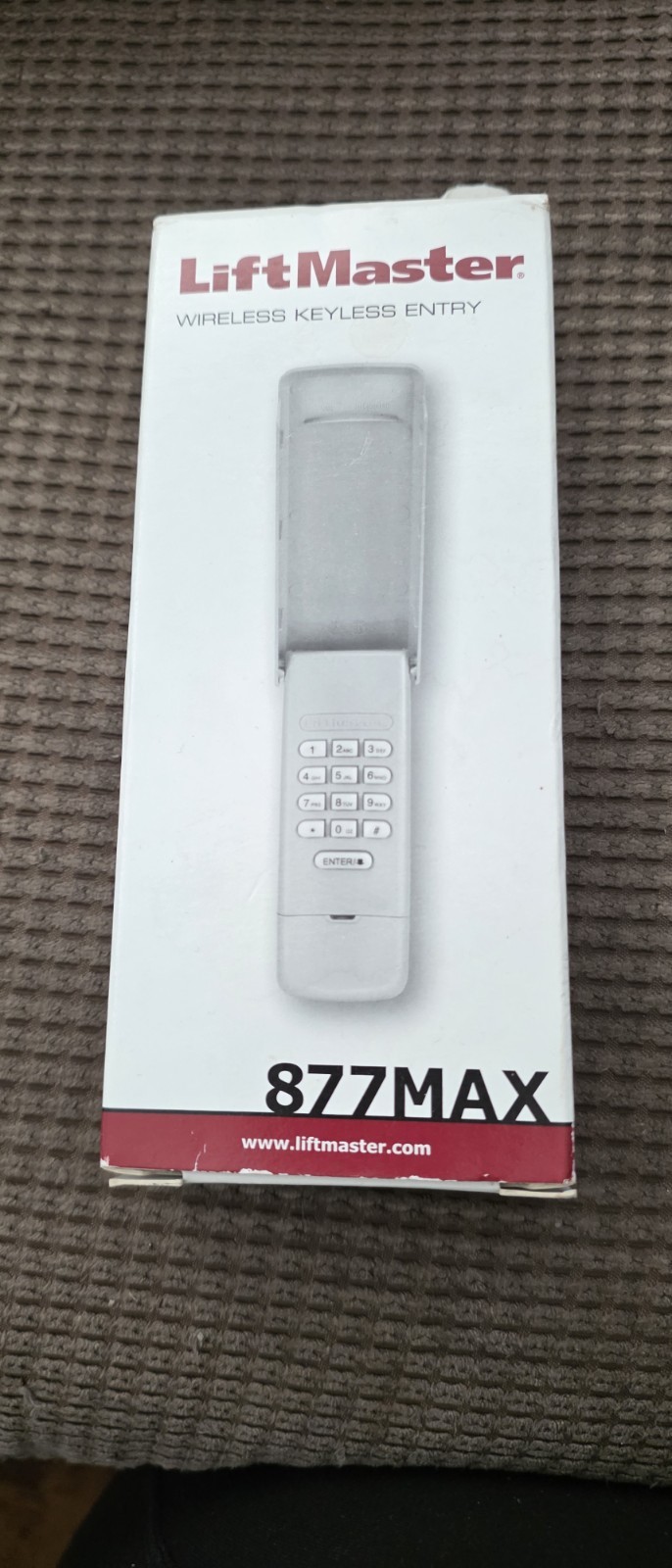Garage Door Keypad LiftMaster 877MAX Wireless Keyless Entry Key Pad Gray