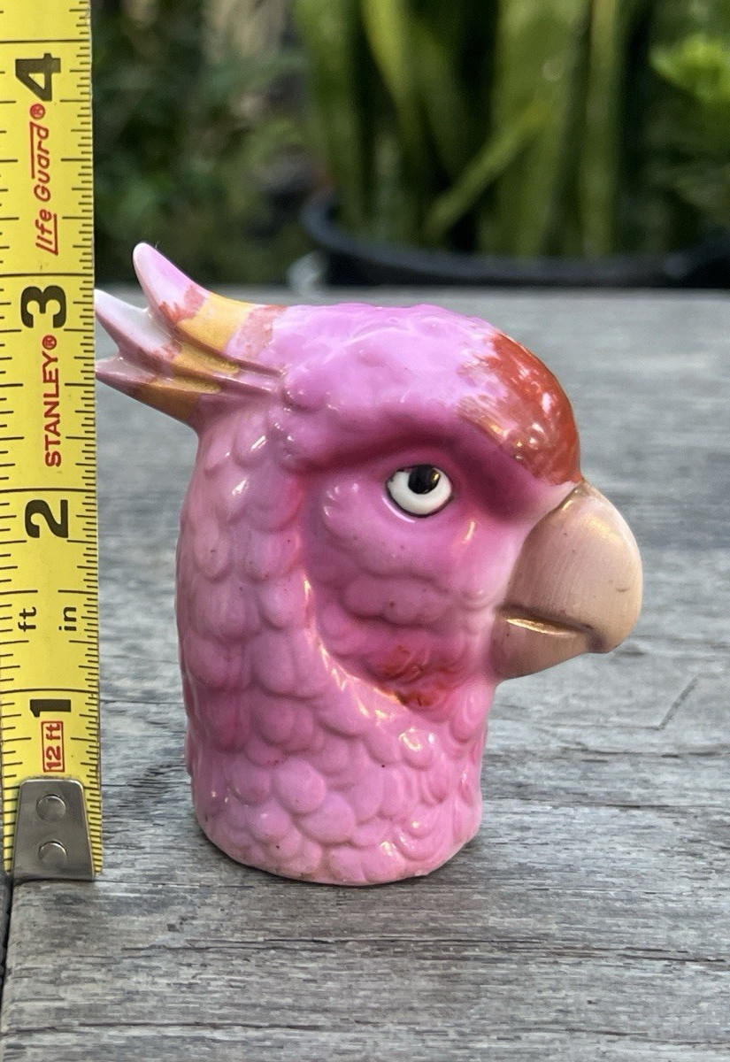 Rare Antique Boudoir Brush Whisk Head Porcelain Half Doll - Cockatoo  -Germany